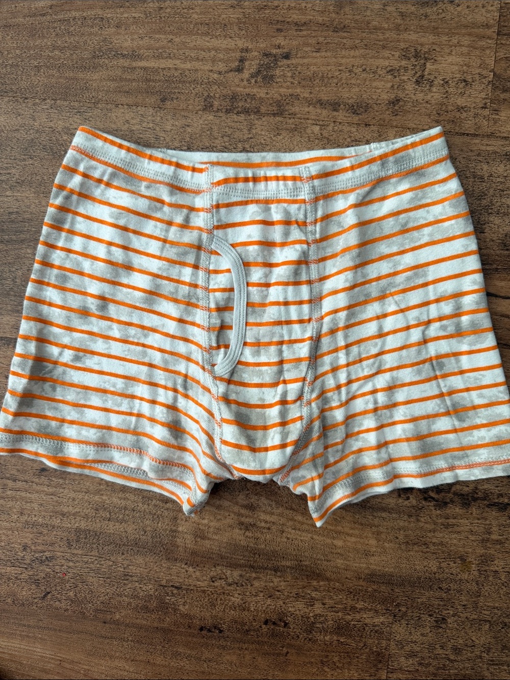 Boy’s Striped Cotton Boxer Briefs - Orange/White size xl 12